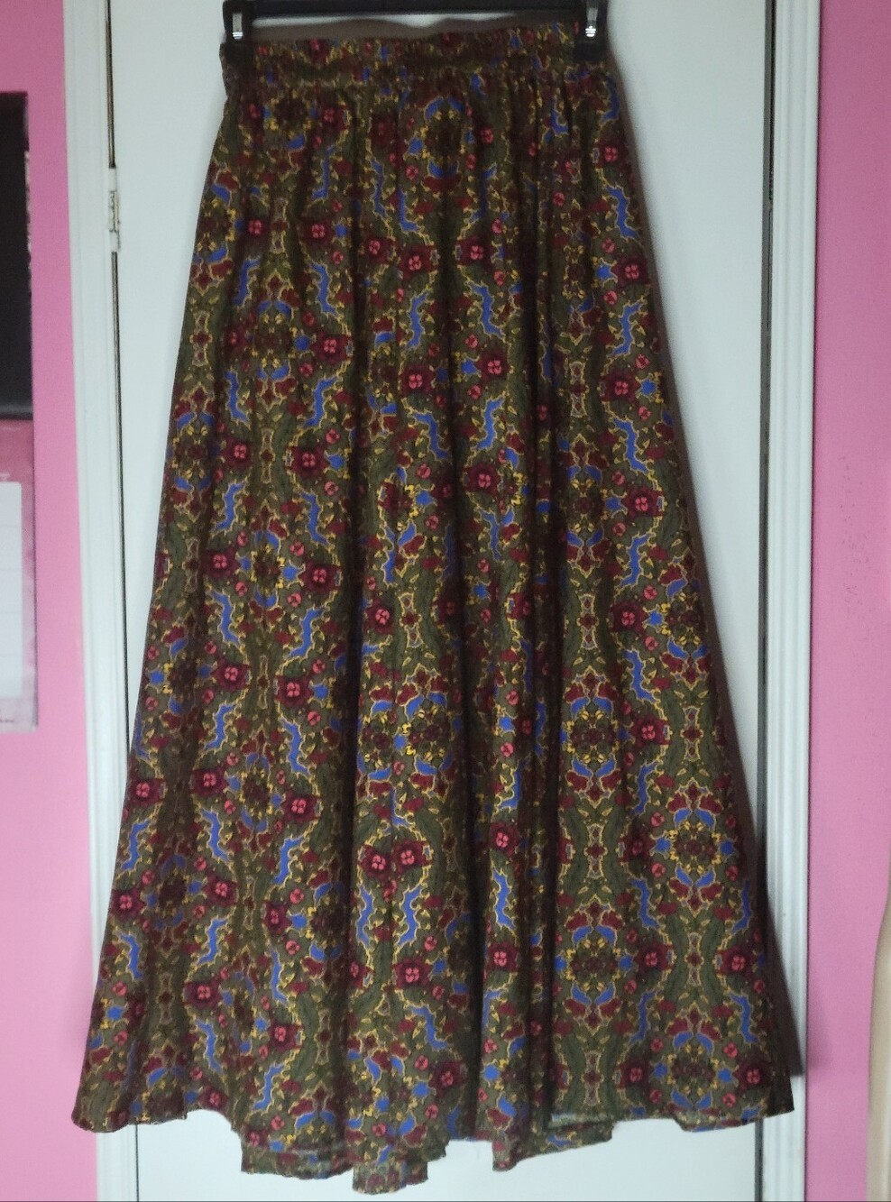 It's Bohemian Floral Maxi Skirt - Olive Green